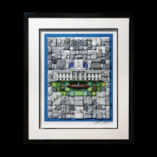 White House Historical Association Charles Fazzino Black and White Quilted White House Art in Black Frame Best