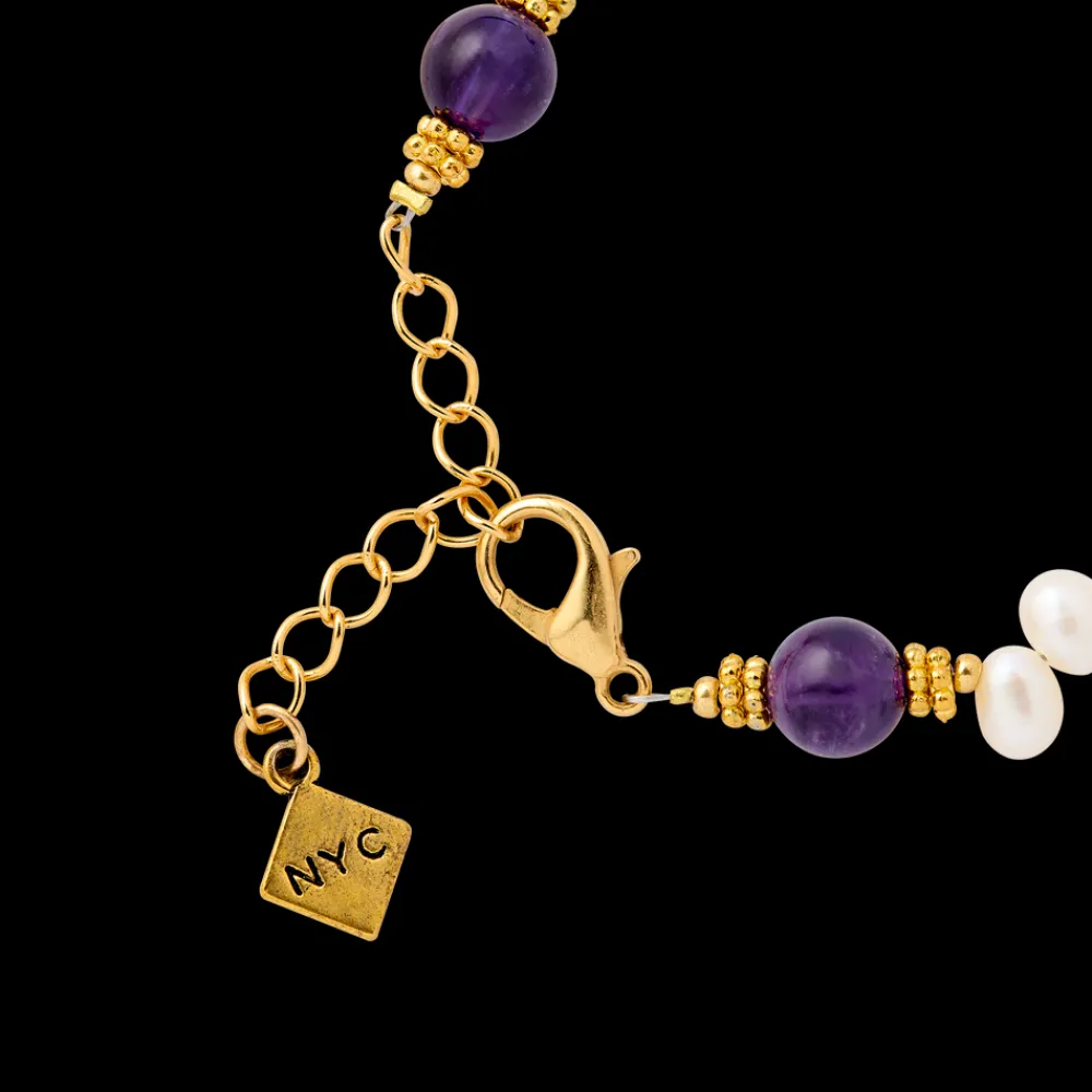 White House Historical Association Lincoln Presidential China Inspired Amethyst and Pearl Bracelet with Gold Accent Best