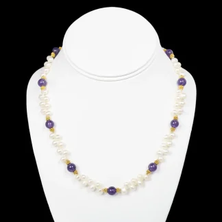 White House Historical Association Lincoln Presidential China Inspired Amethyst and Pearl Necklace with Gold Accent Store