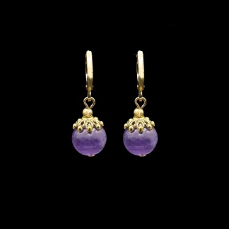 White House Historical Association Lincoln Presidential China Inspired Amethyst Bead Huggie Earrings New
