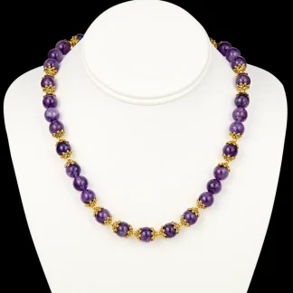 White House Historical Association Lincoln Presidential China Inspired Amethyst Bead Necklace with Gold Accent Online