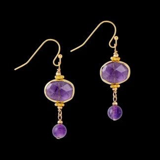 White House Historical Association Lincoln Presidential China Inspired Faceted Amethyst Drop Earrings with Gold Accent Fashion