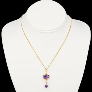 White House Historical Association Lincoln Presidential China Inspired Faceted Amethyst Pendant Necklace with Gold Accent Store