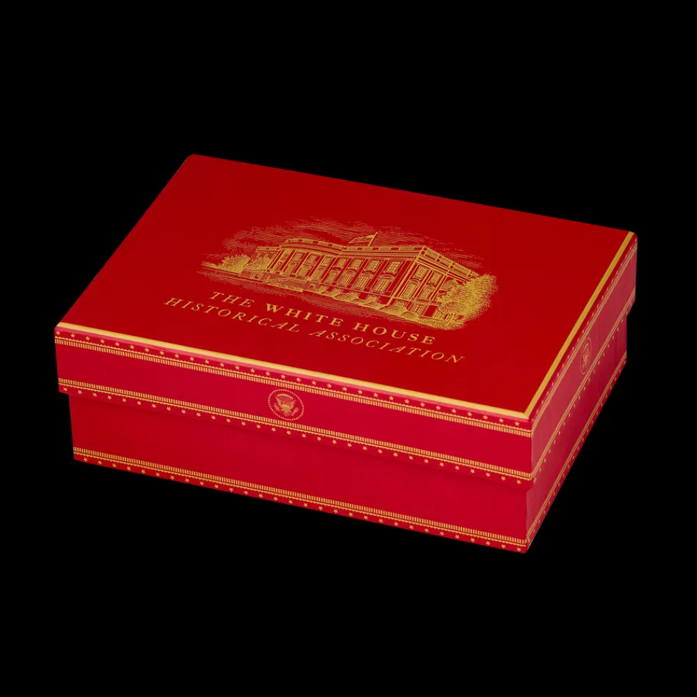 White House Historical Association Red and Gold Truman Seal Espresso Cups with Saucers, Set of Two Flash Sale