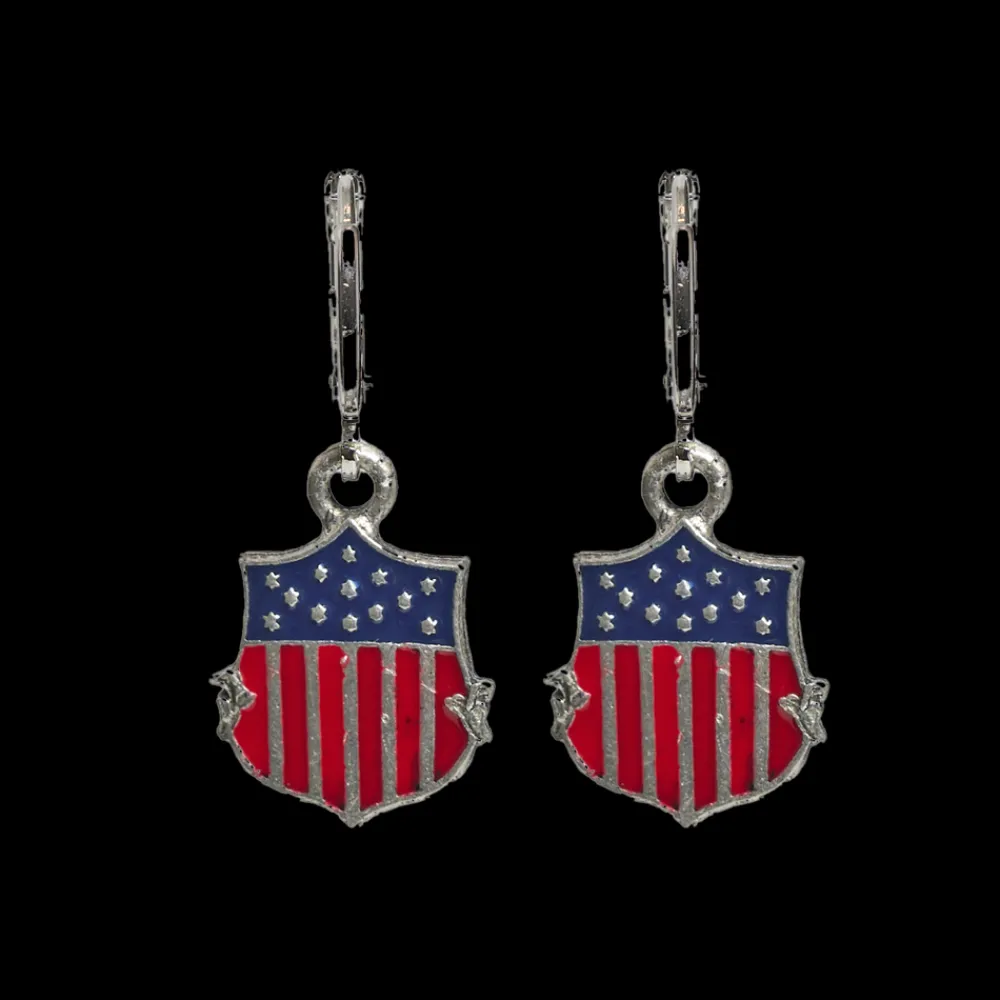 White House Historical Association USA Flag with Shield Huggie Earring Shop