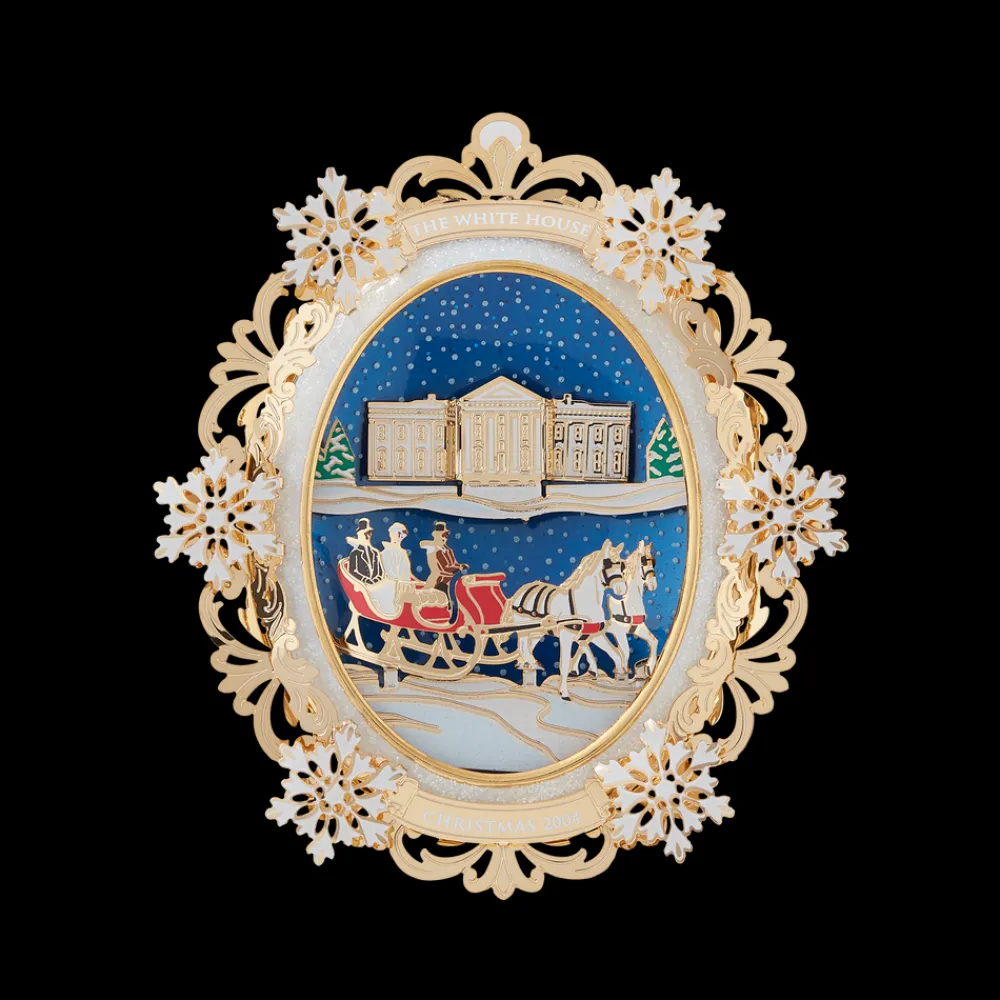 White House Historical Association 2004 White House Christmas Ornament, A First Family's Sleigh Ride Fashion